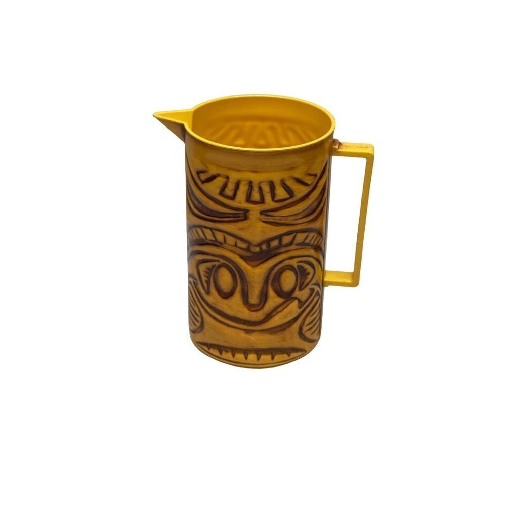 Vintage Tiki Party Pitcher Hard 3D Plastic Yellow Hawaii Beach